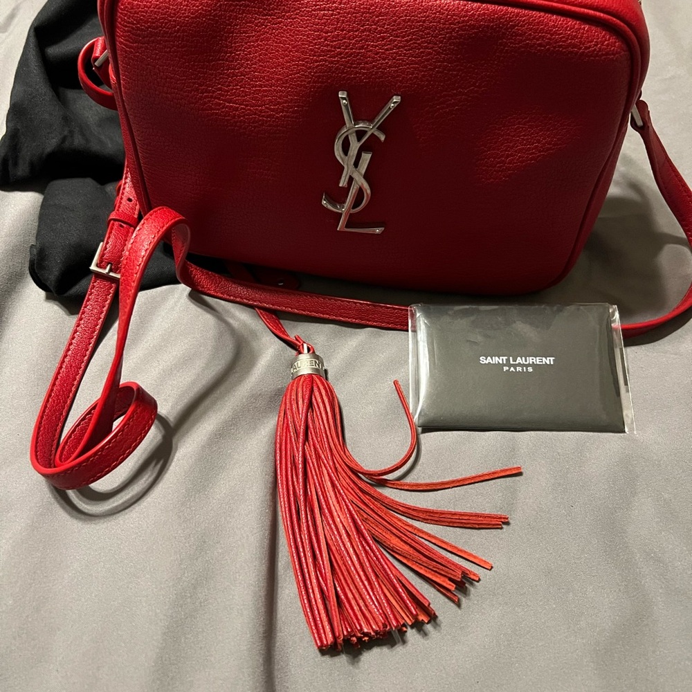 YSL red camera bag